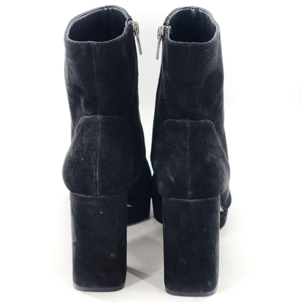 VINCE CAMUTO Penella Lux High Suede Square Toe Platform Ankle Boot Black Size 9